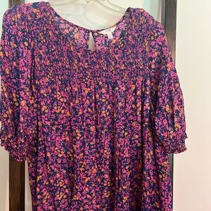 Terra & Sky Vibrant Pink and Navy Floral Dress